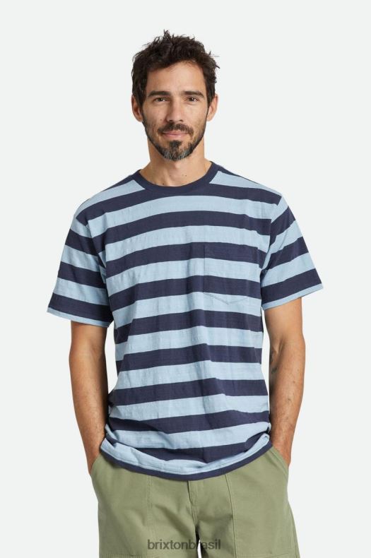 vestuário Brixton camiseta com bolso slub s/s marinho lavado/azul empoeirado homens 2TDHFZ70
