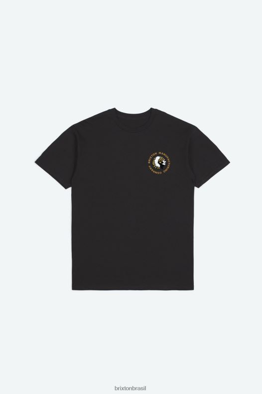 vestuário Brixton camiseta padrão rival stamp s/s tintura de roupa preta homens 2TDHFZ80