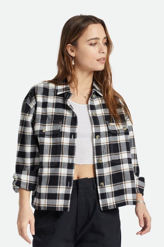 vestuário Brixton flanela bowery leve l/s preto/esbranquiçado mulheres 2TDHFZ427