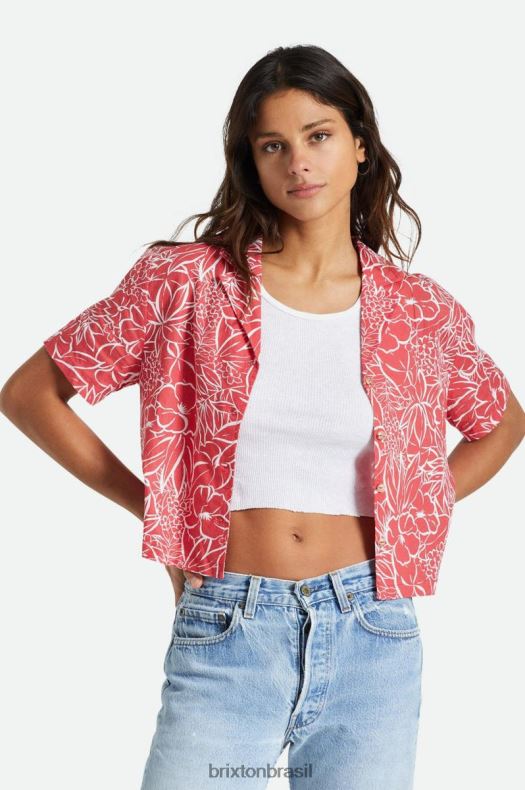 vestuário Brixton linho indo s/s tecido aloha vermelho mulheres 2TDHFZ446