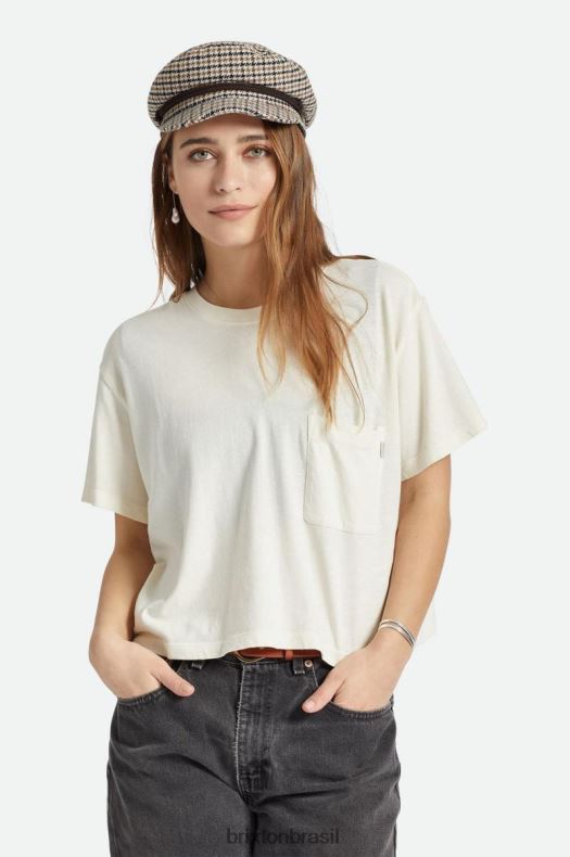 vestuário Brixton camiseta de bolso despreocupada boné branco mulheres 2TDHFZ428